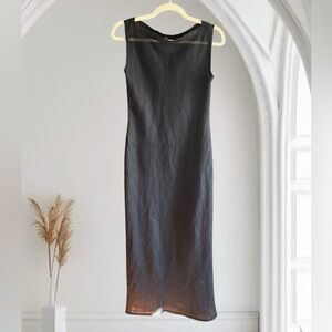 Vintage FRANCESCA CARETTI Mohair Blend Sheath Maxi Dress Wool Loose Knit Black 2